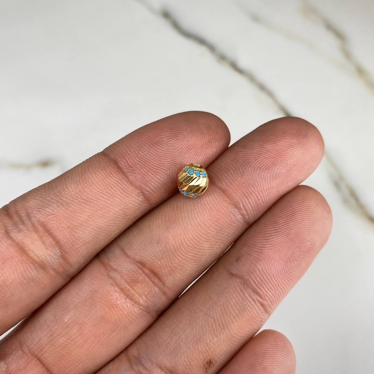 Bolas Victoriana 0.8gr / 1cm / Diamantada Circones Azul 6mm Oro Amarillo &