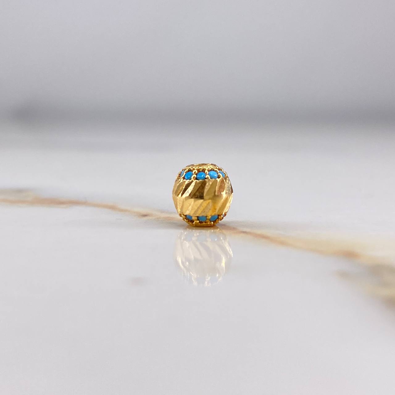 Bolas Victoriana 0.8gr / 1cm / Diamantada Circones Azul 6mm Oro Amarillo &