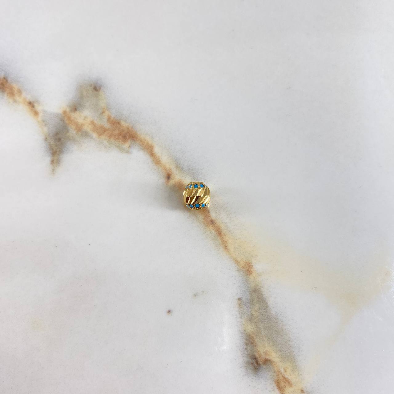 Bolas Victoriana 0.8gr / 1cm / Diamantada Circones Azul 6mm Oro Amarillo &