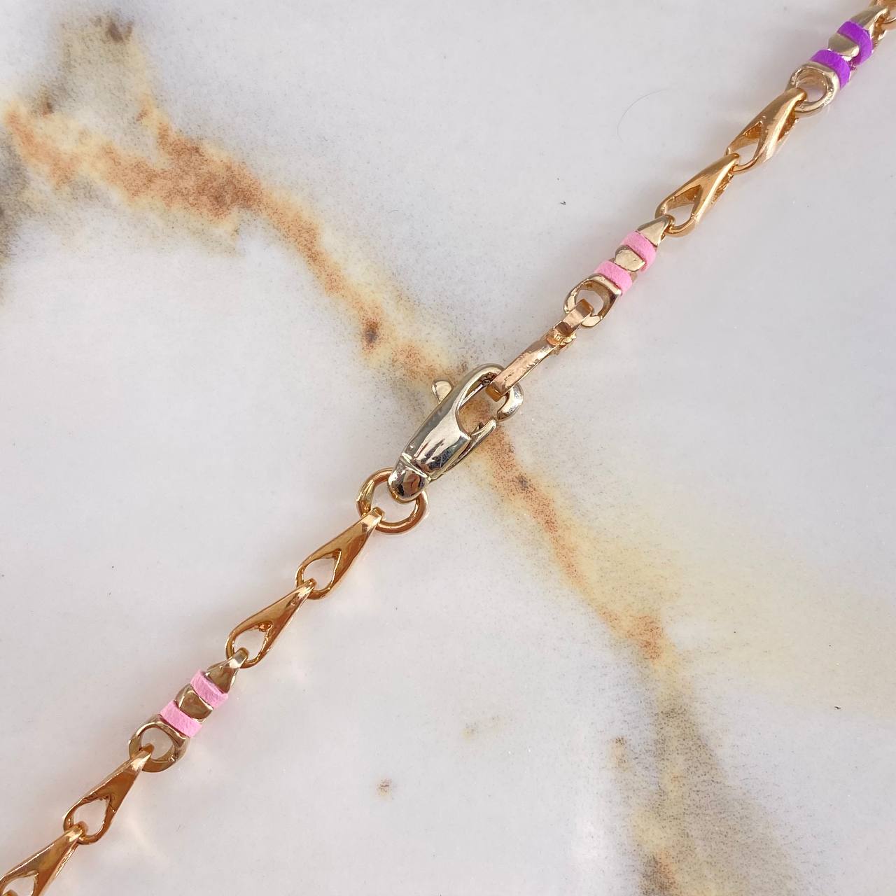 Cadena Rustica Espiga  25.5gr / 60cm / 2.5mm Cauchos  Oro Rosa Blanco &