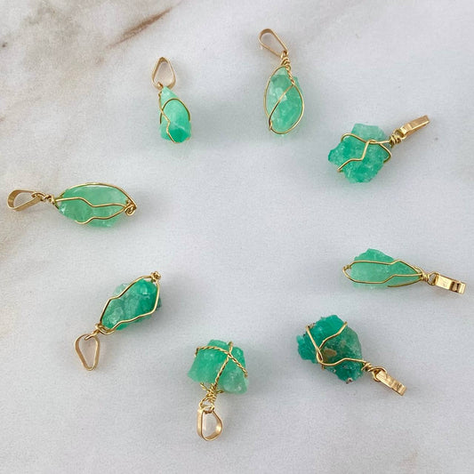 Dije Morralla Esmeralda Grande Oro Amarillo 18K (Joya) ©