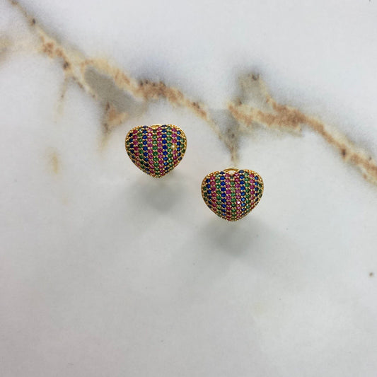 Topos Corazon 3.9gr / Macizo Circones Colores Oro Amarillo &