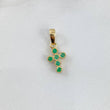 Dije Cruz Mini Aros 1.3gr / 2.1cm / Esmeraldas 18pts Oro Amarillo (Joya) *