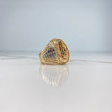 Anillo Virgen de Guadalupe 16.15gr / 10 1/4 / Circones Blancos Fucsia Verdes Tres Oros &
