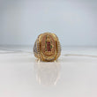 Anillo Virgen de Guadalupe 16.15gr / 10 1/4 / Circones Blancos Fucsia Verdes Tres Oros &