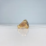 Anillo Sello Brujula 9.35gr / 10 / Circones Blancos Tres Oros &