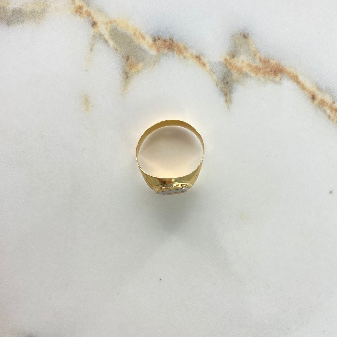 Anillo Sello 4.45gr / T9 / Ovalo Rayas Tres Oros &