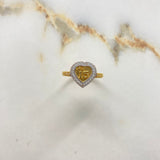 Anillo 15s Corazon 4.35gr / T7 3/4 / Circones Blancos Dos Oros Amarillo Blanco &