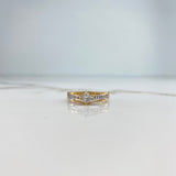 Anillo Tres Lineas 2.2gr / T6 1/2 / Circones Blancos Dos Oros Amarillo Blanco &