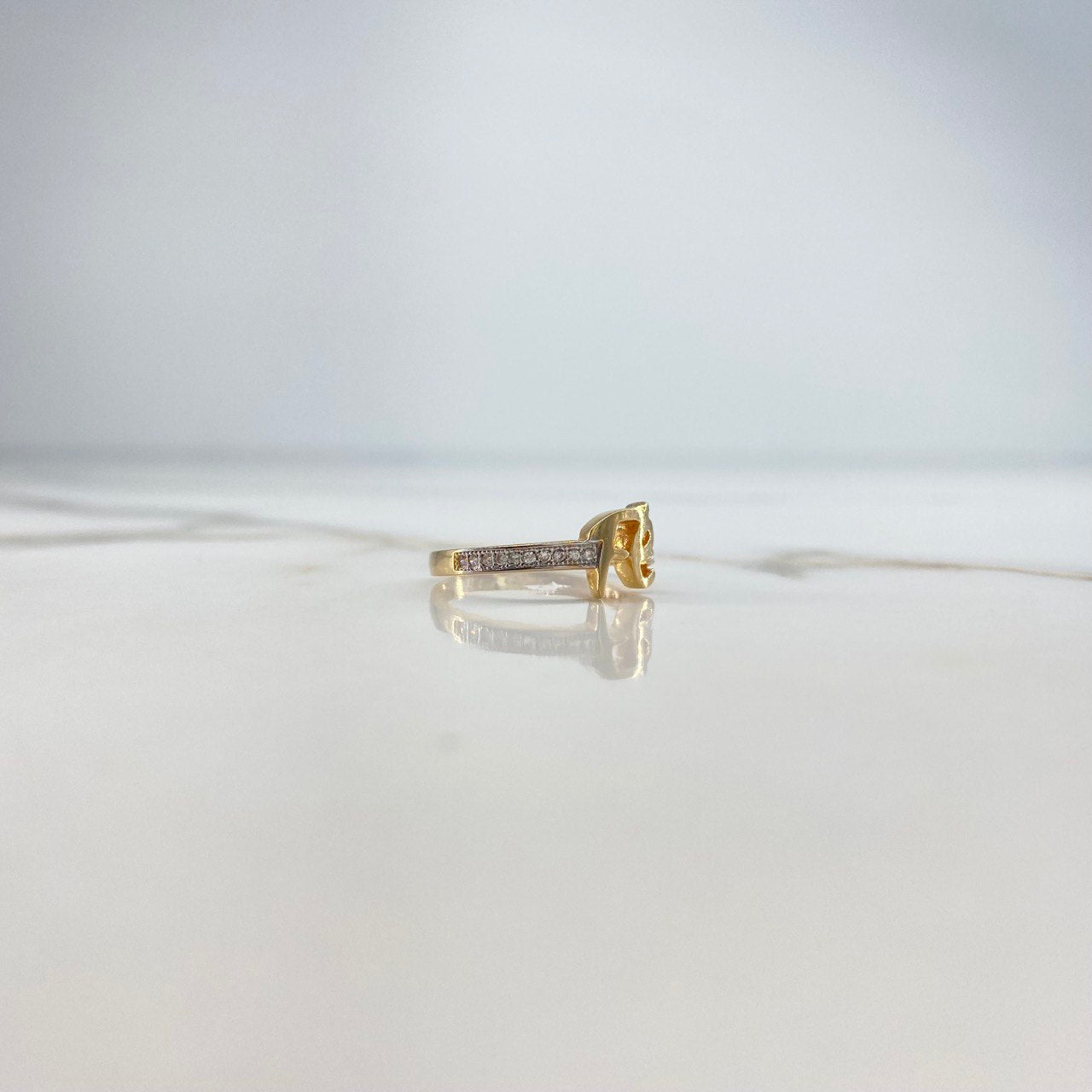 Anillo Fe 2.25gr / T6 / Circones Blancos Dos Oros Amarillo Blanco &