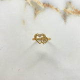 Anillo 15s Corazones 2.8gr / T7 1/4 / Circones Blancos Oro Amarillo &