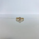 Anillo Solitario Mariposa 2.3gr / T5 3/4 / Circones Blancos Oro Amarillo &