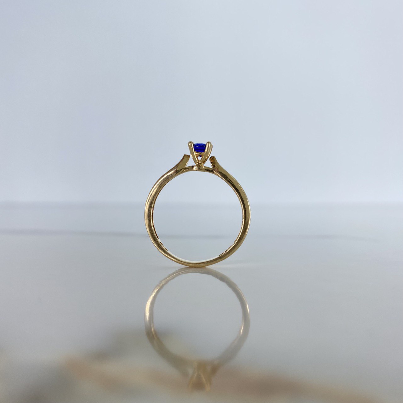 Anillo Solitario 2.1gr / T6 / Circones Blancos Azul Oro Amarillo &