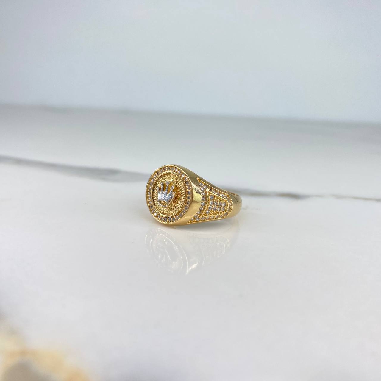 Anillo Corona  7.5gr / T1 0 / Circones Blancos   Oro Amarillo (Oferta) &