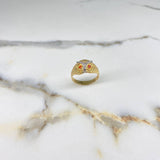 Anillo Buho  4.95gr / T10 1/2 / Circones Naranjados Dos Oros Amarillo Blanco &