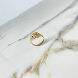 Anillo Buho  4.95gr / T10 1/2 / Circones Naranjados Dos Oros Amarillo Blanco &