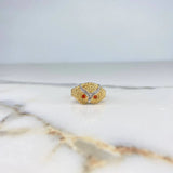 Anillo Buho 4.85gr / T8 1/4 / Circones Naranjas Dos Oros Amarillo Blanco &