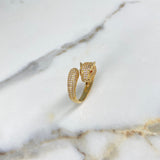 Anillo Pantera  8gr / T10 / Circones Blancos Naranjados  Oro Amarillo &