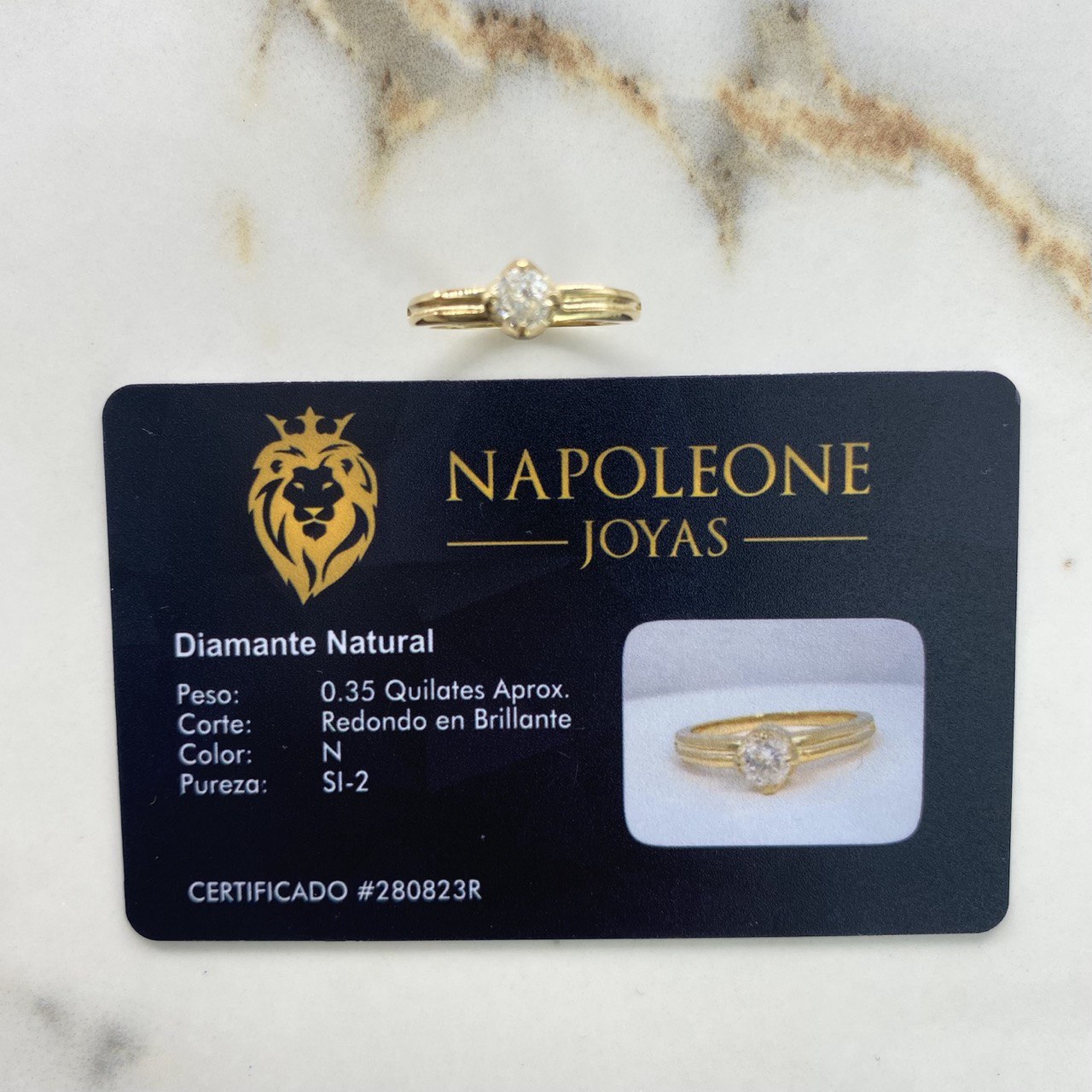 Anillo Solitario Halo 3.5gr / T5 1/4 / Diamante 35pts Oro Amarillo (Joya) &