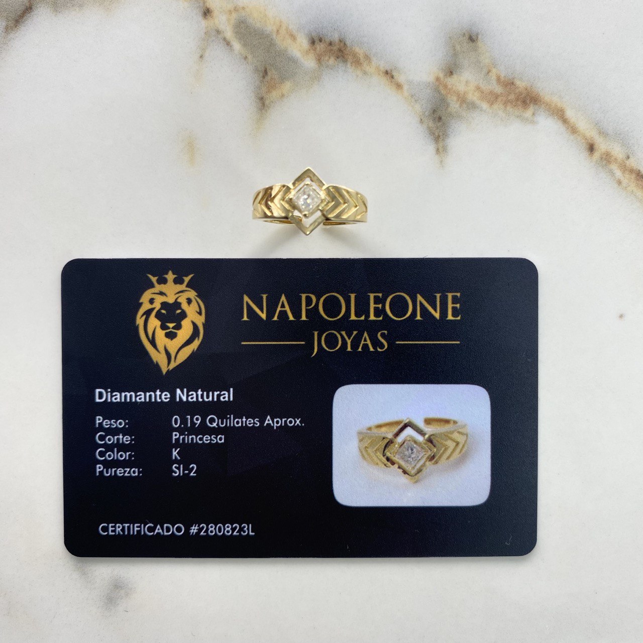 Anillo Solitario Rombo 5.5gr / T4 3/4 / Diamante 19pts Oro Amarillo (Joya) &