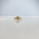 Anillo Solitario Flor 3.46gr / T5 1/4 / Diamante 30pts Oro Amarillo (Joya) &