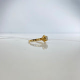 Anillo Solitario Flor 3.46gr / T5 1/4 / Diamante 30pts Oro Amarillo (Joya) &