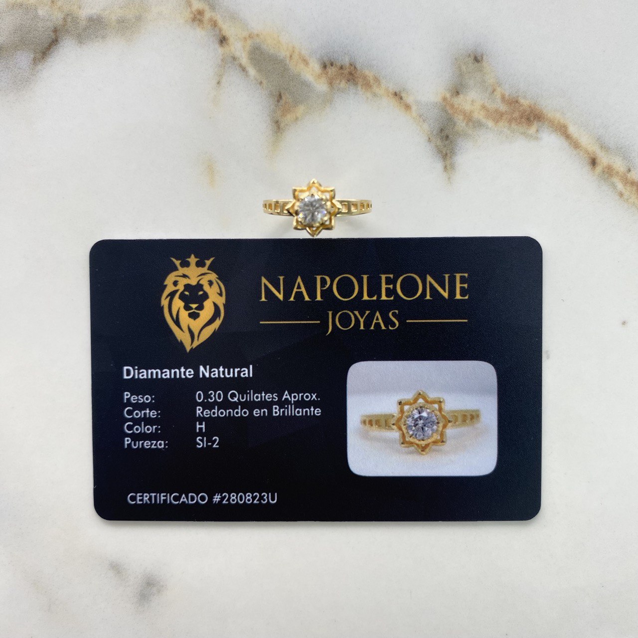 Anillo Solitario Flor 3.46gr / T5 1/4 / Diamante 30pts Oro Amarillo (Joya) &