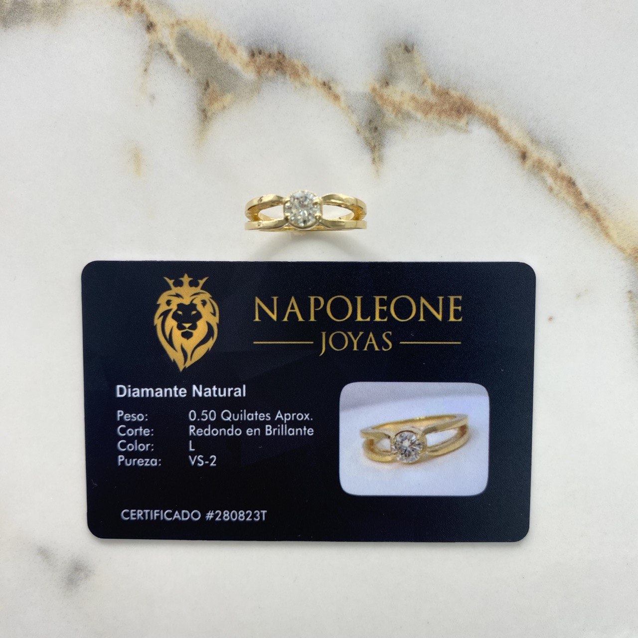 Anillo Solitario Dos Lineas 5.28gr / T6 / Diamante 50pts Oro Amarillo (Joya) &