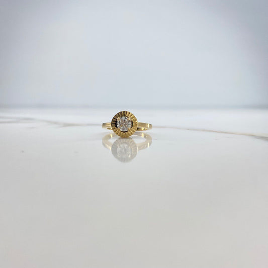 Anillo Solitario Halo 4.18gr / T5 / Diamante 50pts Oro Amarillo (Joya) &
