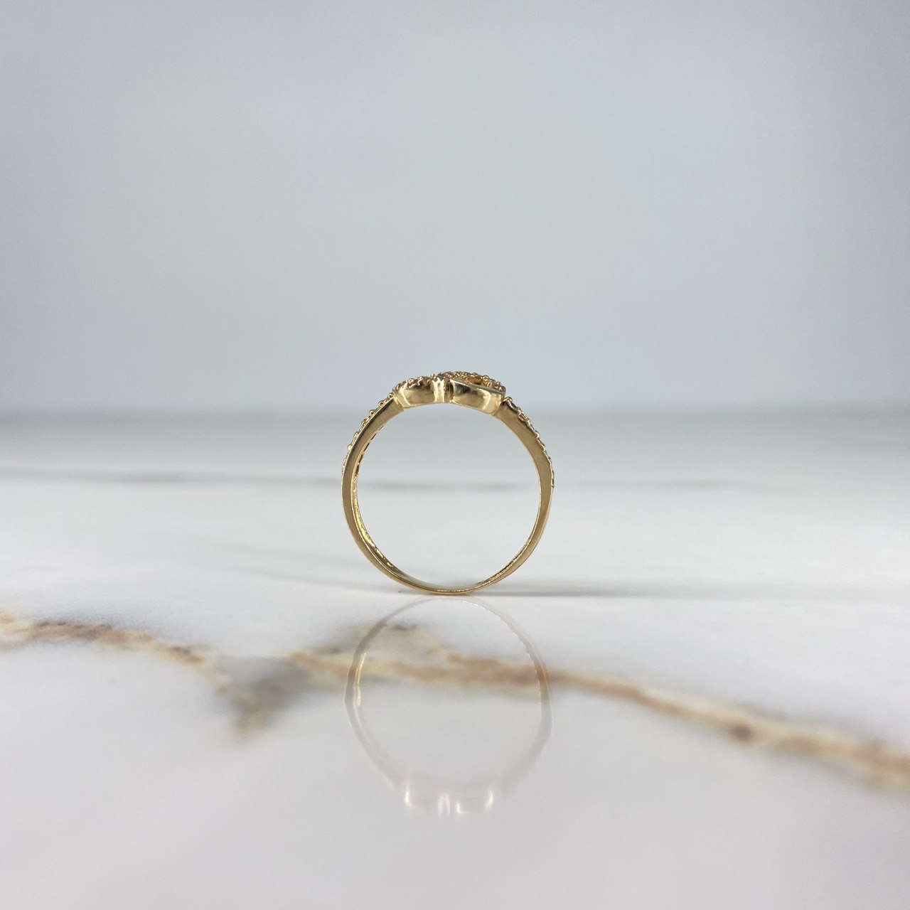 Anillo Infinito 1.65gr / T5 3/4 / Circones Blancos Oro Amarillo &