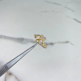 Anillo Tres Corazones 2.55gr / T7 1/4 / Circones Blancos Oro Amarillo &