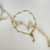 Pulso Denario Virgen Milagrosa 3.35gr / 18cm-3.1mm Bolas Lisas Oro Amarillo &