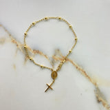 Pulso Denario Virgen Milagrosa 3.35gr / 18cm-3.1mm Bolas Lisas Oro Amarillo &