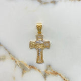 Dije Cruz Rostro de Cristo 10gr / 5.5cm / Circones Blancos Dos Oros Amarillo Blanco &