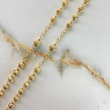 Rosario Virgen de Guadalupe 49.6gr / 65cm / 8mm Diamantada Circones Blancos Oro Amarillo &