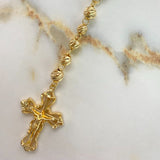 Rosario Virgen de Guadalupe 49.6gr / 65cm / 8mm Diamantada Circones Blancos Oro Amarillo &