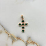 Dije Cruz Mini Aros 4.65gr / 3.5cm / Circones Verdes Blancos Oro Rosa &