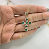 Dije Cruz Mini Aros 4.65gr / 3.5cm / Circones Verdes Blancos Oro Rosa &