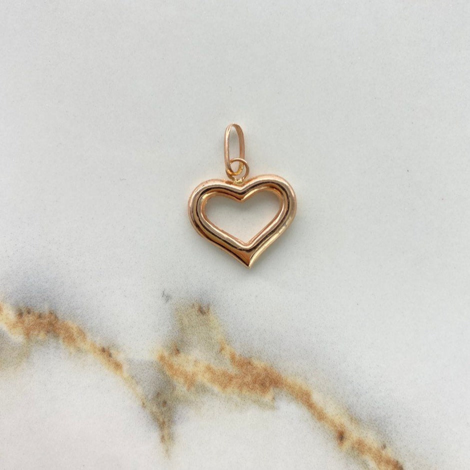 Dije Silueta Corazon 1.2gr / 2.2cm / Troquelado Oro Rosa &