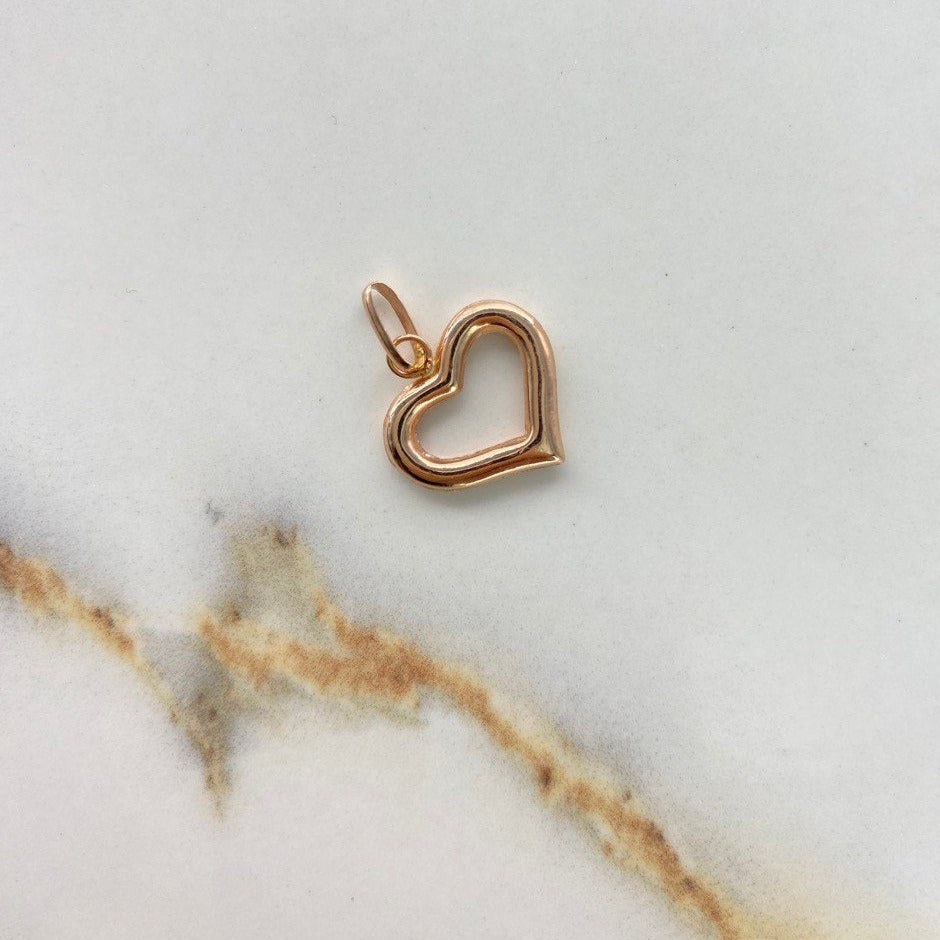 Dije Silueta Corazon 1.2gr / 2.2cm / Troquelado Oro Rosa &