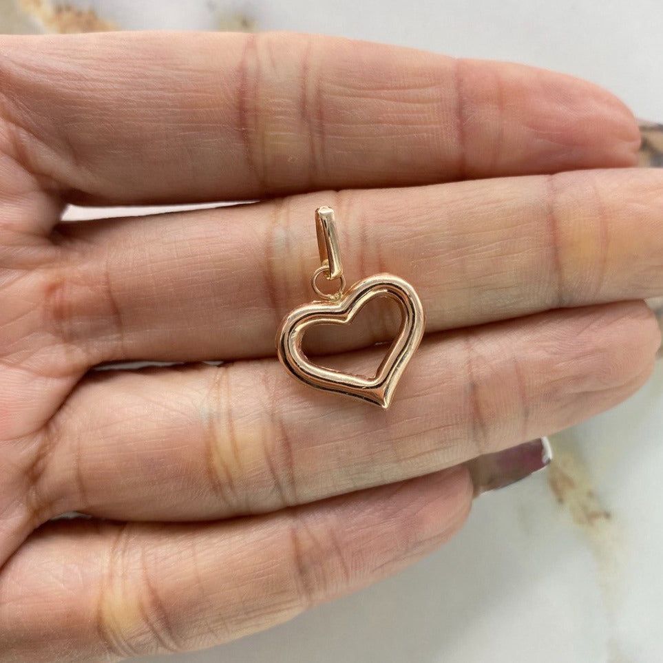 Dije Silueta Corazon 1.2gr / 2.2cm / Troquelado Oro Rosa &