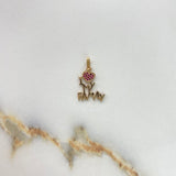 Dije Family Corazon 1.3gr / 2.2cm / Circones Fucsia Oro Rosa &