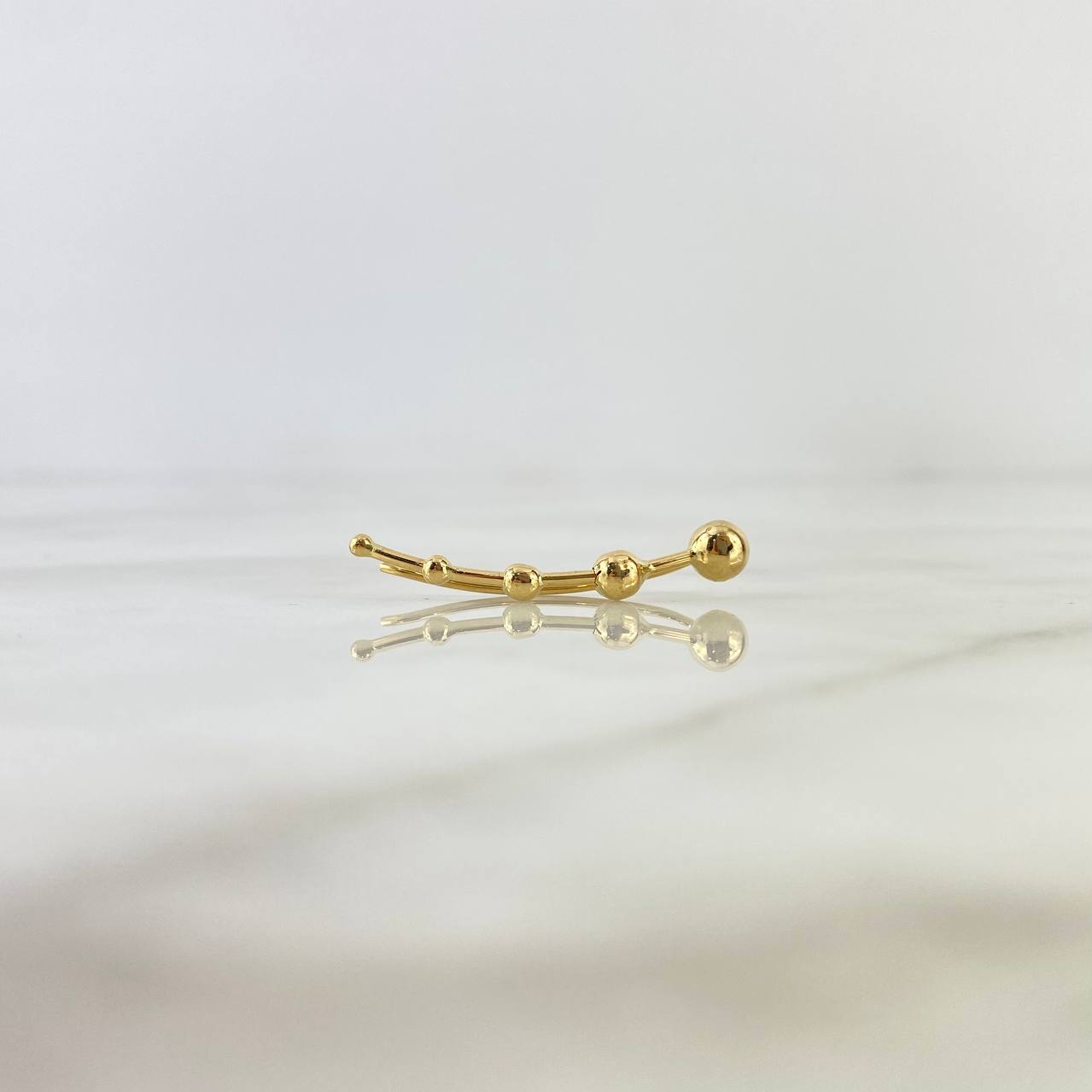 Piercing Earcuff Simulador 1.15gr / 3.2cm / 5mm-2mm Estela de Bolas Lisas Oro Amarillo (Joya) ©
