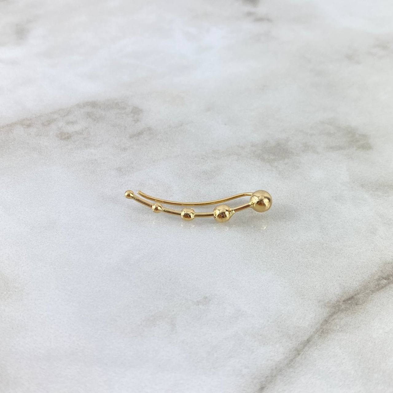 Piercing Earcuff Simulador 1.2gr / 3.2cm / 5mm-2mm Estela de Bolas Lisas Oro Amarillo (Joya) ©
