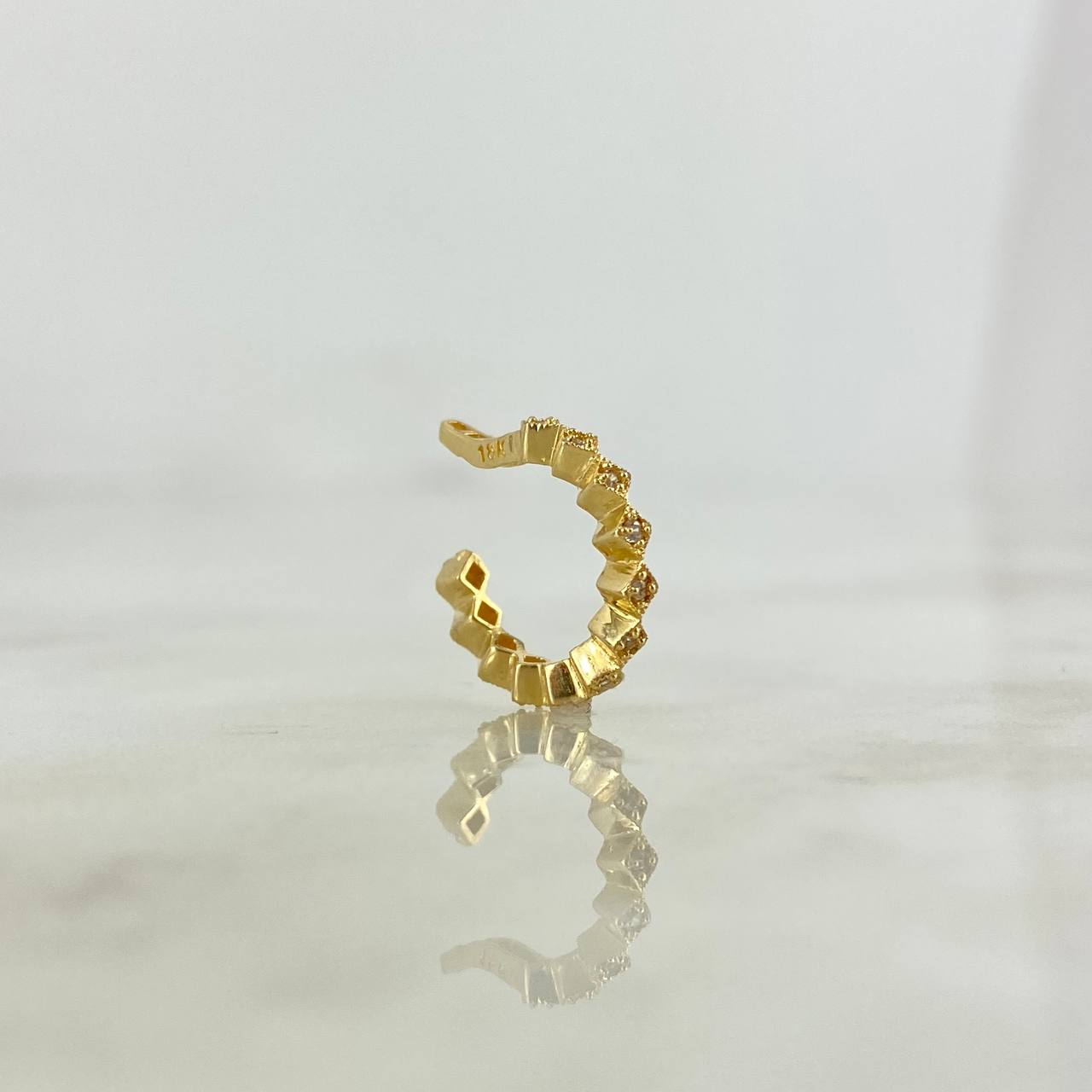 Piercing Earcuff Simulador 1gr / 1.4cm / Pluri Rombos Circones Blancos Oro Amarillo (Joya) *