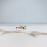 Anillo Solitario 1gr / T7 3/4 / Circon Blanco Rayas Oro Amarillo &