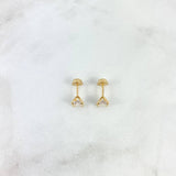 Topos Cuatro Garras Cuadrado 0.9gr / 5mm Circon Blanco Oro Amarillo (Joya)