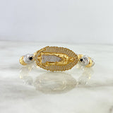 Pulsera Negra Virgen de Guadalupe 15.5gr / 8mm-4mm Bolas Diamantadas 18 und Circones Blancos Dos Oros Amarillo Blanco ©