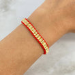 Pulsera Roja Cilindrica 2mm Diamantada 30 und Oro Amarillo (A.C)