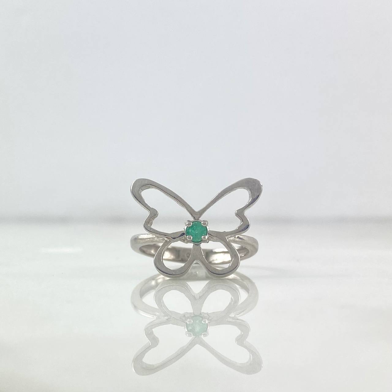 Anillo Mariposa T7 Esmeralda 9pts Plata 925 (Joya)